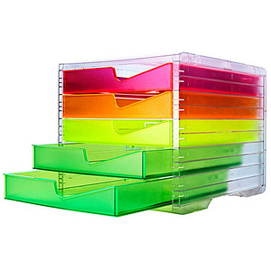 Image styro Schubladenbox styroswingbox NEONline  neon multi-color DIN C4 mit 5 Schubladen