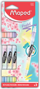 Image Maped Textmarker FLUO'PEPS PEN DUO Pastel, 3er Kartonblister