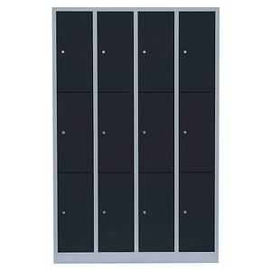 Image LÜLLMANN Spind anthrazit, lichtgrau 520348, 12 Schließfächer 117,0 x 50,0 x 180,0 cm