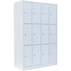 Image LÜLLMANN Spind signalweiß 520347, 12 Schließfächer 117,0 x 50,0 x 180,0 cm