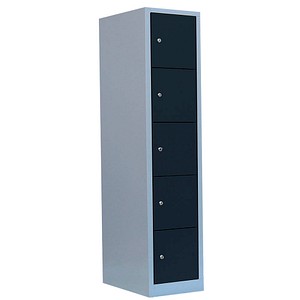 Image LÜLLMANN Schließfachschrank anthrazit, lichtgrau 523518, 5 Schließfächer 41,5 x 50,0 x 180,0 cm