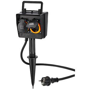 Image hama 2-fach Gartensteckdose 2,0 m schwarz