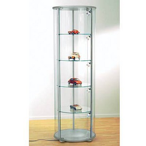 Image kerkmann Rund-Vitrine expoline, 4 Glasböden, alusilber