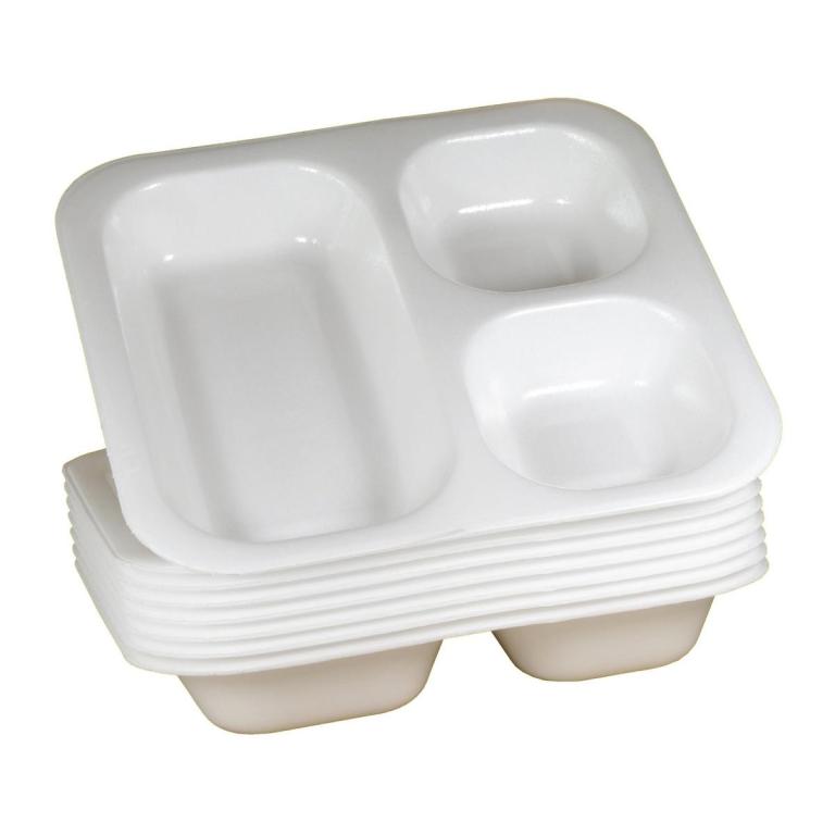 Image *Menüschale Polystyrol siegelfähig 3-geteilt, 1000 ml, 247 x 262 x 40 mm | 200 Stück weiß 