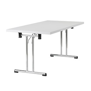 Image HAMMERBACHER Mehrzwecktisch weiß rechteckig, Rundrohr chrom, 160,0 x 80,0 x 73,5 cm