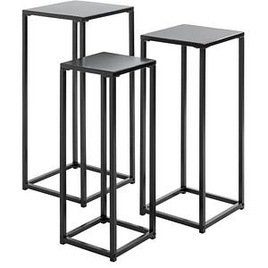 Image HAKU Möbel Pflanzenständer Metall schwarz rechteckig 22/26/30 x 61/66/71 cm
