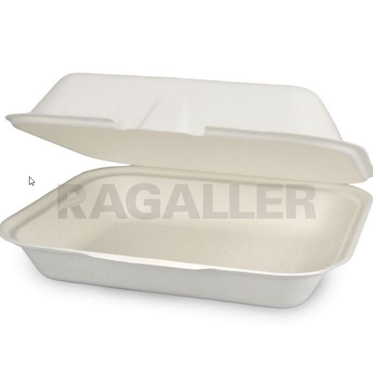 Image *Menü-Box Bagasse ungeteilt, 24 x 20 x 8 cm, weiß | 200 Stück 