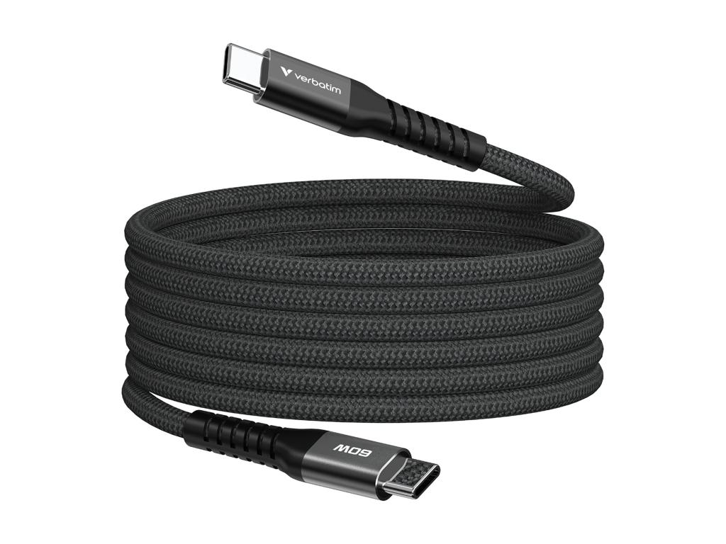 Image VERBATIM SyncundCharge 60W 120cm USB-C/USB-C Magnetic schw. 31859 (31859)