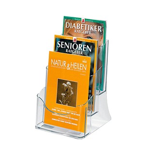 Image SIGEL Tisch-Prospekthalter, Acryl, DIN A5, mit 3 Fächern glasklar, Fülltiefe: 3