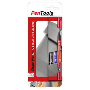 Image Pentel Permanent-Marker Pen, Doppelspitze, 3er Etui sortiert