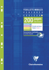 Image Clairefontaine Feuillets mobiles perforés couleur, A4, séyès