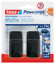 Image tesa Powerstrips Haken LARGE Rechteck, schwarz