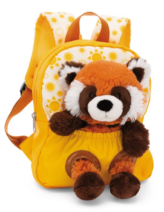 Image Rucksack gelb mit Plüschtier Roter Panda