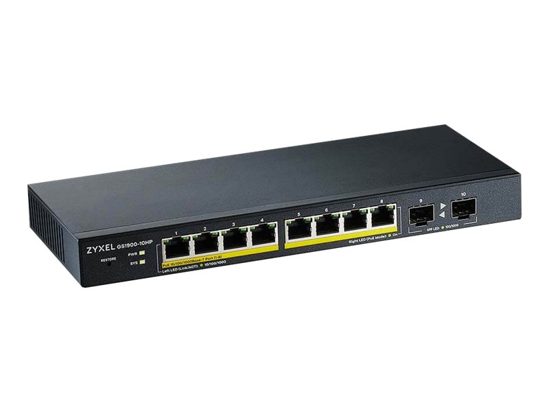 Image ZYXEL Switch  8x GS1900-10HP  GbE L2 POE+ /+2 SFP slots