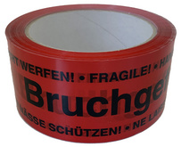 Image HAPPEL Signalklebeband "Bruchgefahr", 50 mm x 66 m, rot