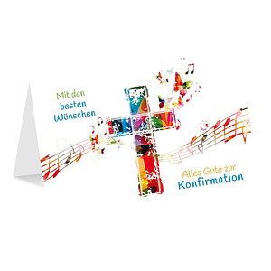 Image LUMA Konfirmationskarte Kreuz mit Noten DIN B6