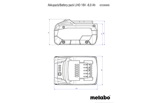 Image METABO 625549000 Werkzeug-Akku 18 V 10 Ah LiHD