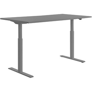 Image Topstar E-Table elektrisch höhenverstellbarer Schreibtisch grau rechteckig, T-Fuß-Gestell grau 160,0 x 80,0 cm
