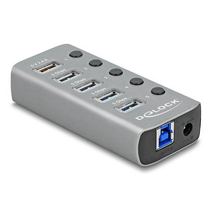 Image DeLOCK USB-Hub 5-fach grau