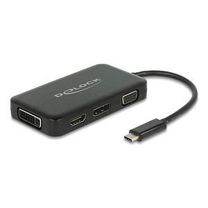 Image DeLOCK USB C/VGA,DVI, HDMI, Mini-DisplayPort Adapter 0,15 m schwarz