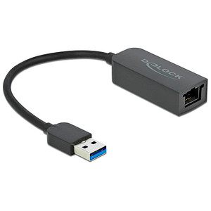 Image DeLOCK USB 3.2 A/RJ45 Adapter 0,16 m schwarz