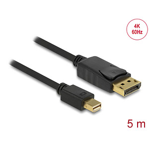 Image DeLOCK Mini-DisplayPort/DisplayPort Kabel 4K 60 Hz 5,0 m schwarz