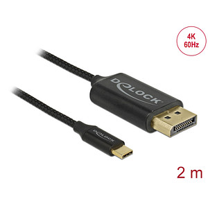 Image DeLOCK USB C/DisplayPort Kabel 4K 60 Hz 2,0 m schwarz