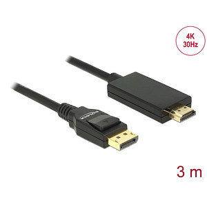 Image DeLOCK DisplayPort/HDMI Kabel 4K 30 Hz 3,0 m schwarz