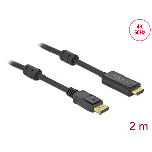 Image DeLOCK DisplayPort/HDMI Kabel 4K 60 Hz 2,0 m schwarz
