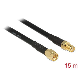 Image DeLOCK F-Stecker/F-Buchse Antennenkabel CFD/RF200 low loss 15,0 m schwarz