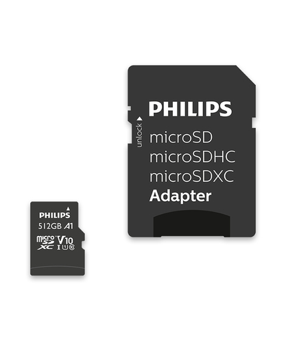 Image PHILIPS MicroSDXC Card     512GB Class 10 UHS-I U1 incl. Adapter