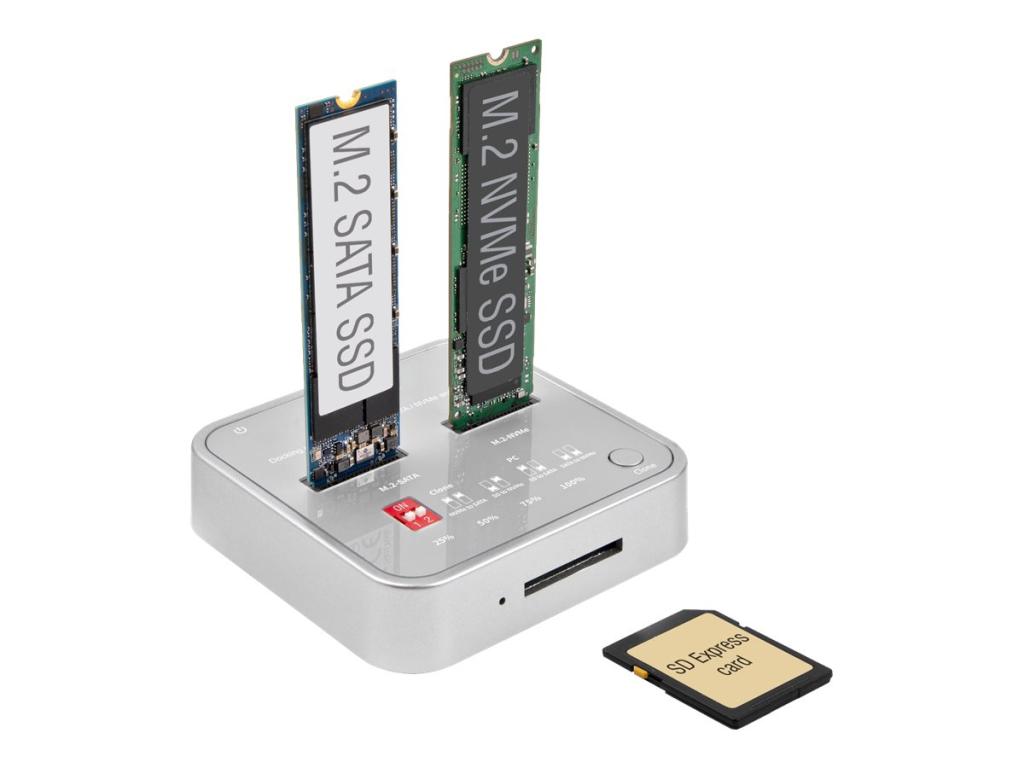 Image DELOCK Dockingstation M.2 NVMe SSD + M.2 SATA SSD SD Express