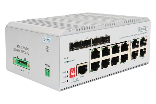 Image DIGITUS Switch 8 Port Gigabit PoE, L2 managed, 4 SFP Uplink