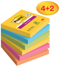 Image Post-it Haftnotizen Super Sticky Notes, 76 x 76 mm, 4+2