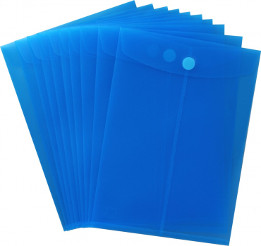 Image Dokumententaschen mit Klettverschluss, A4 hoch, transparent blau, aus PP - 10 Taschen