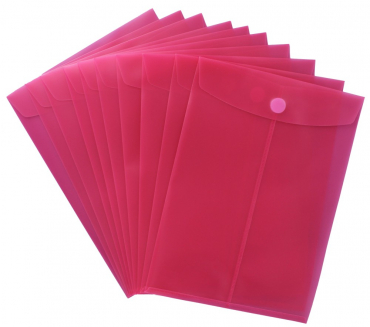 Image Dokumententaschen mit Klettverschluss A4 hoch, transparent rot, aus PP - 10 Taschen