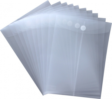 Image Dokumententaschen mit Klettverschluss A4 hoch, transparent natur, aus PP - 10 Taschen