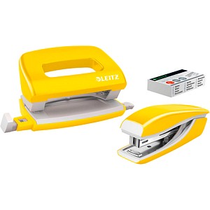 Image LEITZ Heftgerät- und Locher-Set Mini Nexxt WOW, gelb in Blisterverpackung, - 1 