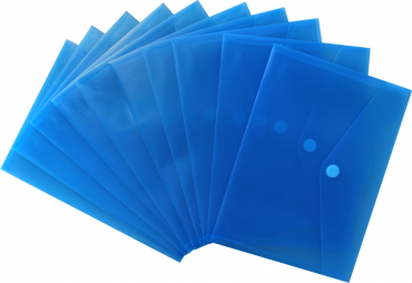 Image Dokumententaschen Sammelmappen Sichttaschen A5 quer transparent blau- Dokumentenmappe mit Klappe und Klettverschluss - 10 Stück