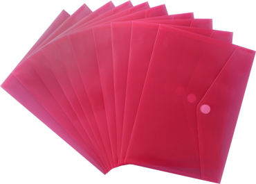 Image Dokumententaschen Sammelmappen Sichttaschen A5 quer transparent rot - Dokumentenmappe mit Klappe und Klettverschluss - 10 Stück