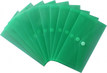 Image Dokumententaschen Sammelmappen Sichttaschen DIN Lang quer transparent grün- Dokumentenmappe mit Klappe und Klettverschluss - 10 Stück