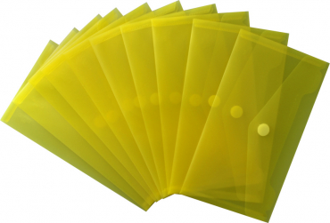 Image Dokumententaschen Sammelmappen Sichttaschen DIN Lang quer transparent gelb- Dokumentenmappe mit Klappe und Klettverschluss - 10 Stück