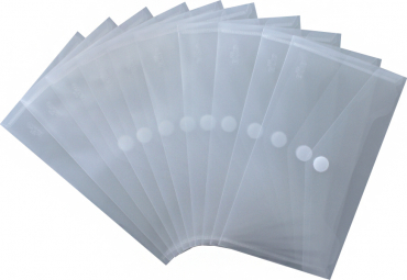 Image Dokumententaschen Sammelmappen Sichttaschen DIN Lang quer transparent natur- Dokumentenmappe mit Klappe und Klettverschluss - 10 Stück
