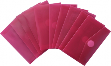 Image Visitenkartentaschen / Sammeltaschen / Sichttaschen, quer, aus PP,  mit Klappe und Klettverschluss, Farbe: transparent rot- 10 Stück