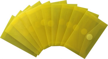Image Visitenkartentaschen / Sammeltaschen / Sichttaschen, quer, aus PP,  mit Klappe und Klettverschluss, Farbe: transparent gelb - 10 Stück