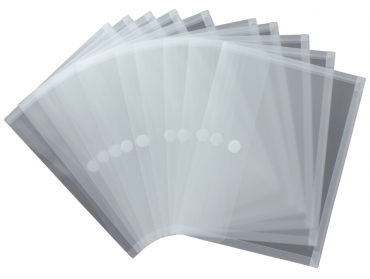 Image Dokumententaschen A4 quer mit umlaufender Dehnfalte u. Klettverschluss, transparent farblos, mit 30 mm Füllhöhe, aus PP - 10 Stück