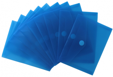 Image Dokumententaschen Sammelmappen Sichttaschen A6 quer transparent blau- Dokumentenmappe mit Klappe und Klettverschluss - 10 Stück