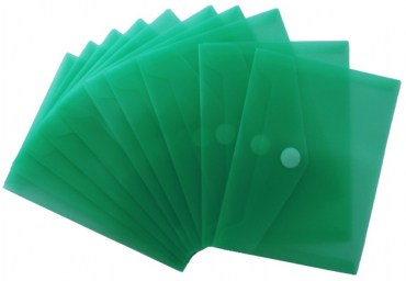 Image Dokumententaschen Sammelmappen Sichttaschen A6 quer transparent grün- Dokumentenmappe mit Klappe und Klettverschluss - 10 Stück