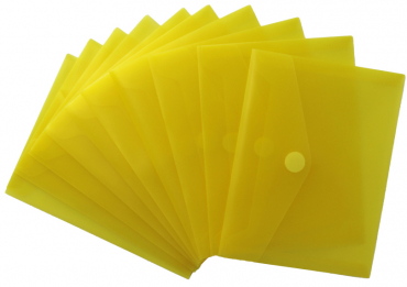 Image Dokumententaschen Sammelmappen Sichttaschen A6 quer transparent gelb- Dokumentenmappe mit Klappe und Klettverschluss - 10 Stück