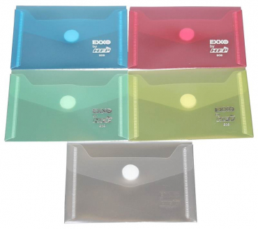 Image Dokumententaschen Sammelmappen Sichttaschen A7 quer transparent farbig sortiert- Dokumentenmappe mit Klappe und Klettverschluss - 10 Stück